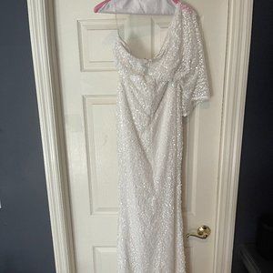 White sequined formal dress